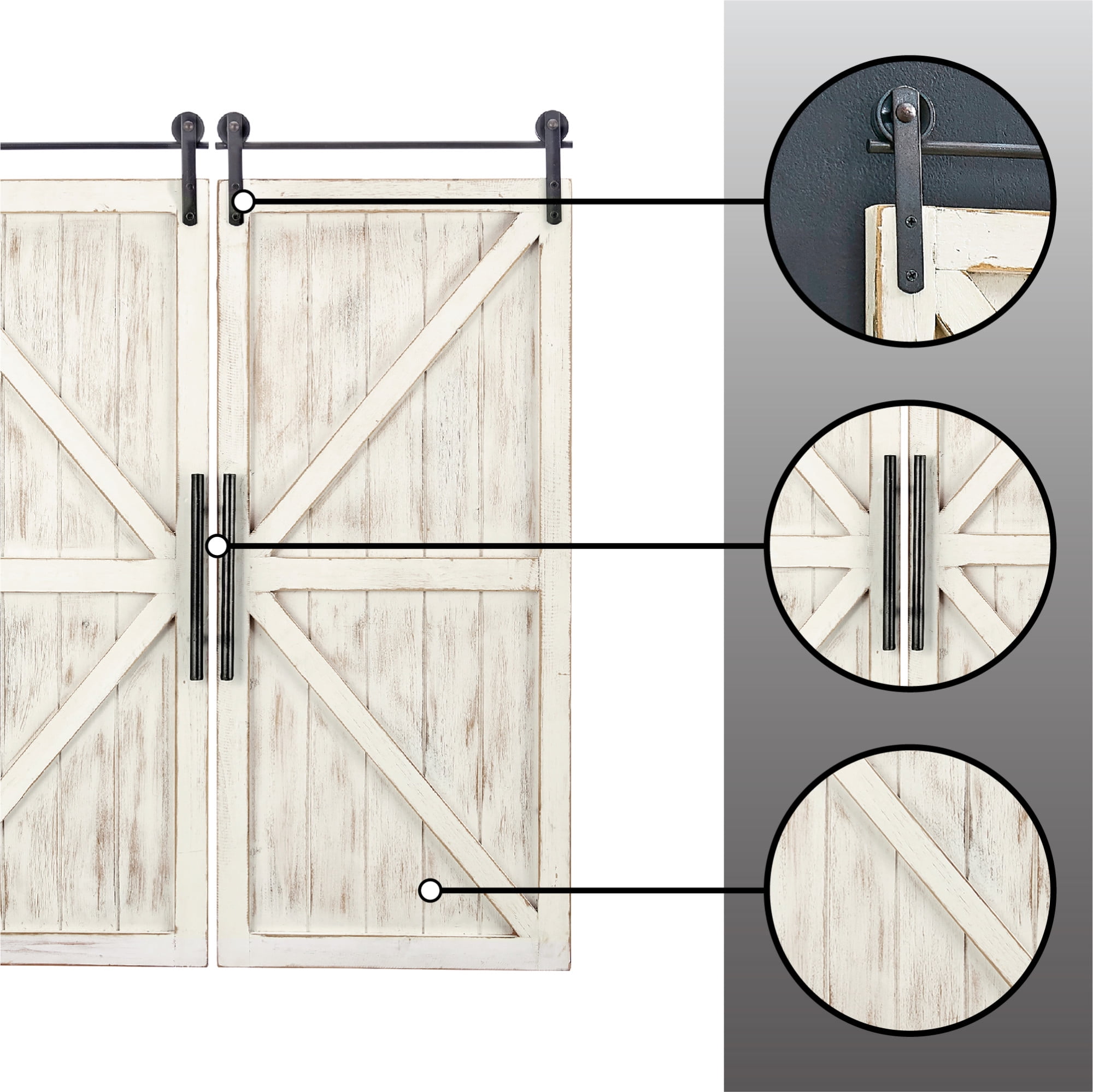 FirsTime & Co. White Carriage Barn Door Wall Plaque 2-Piece Set, Farmhouse, Framed, 14 x 2 x 34 in