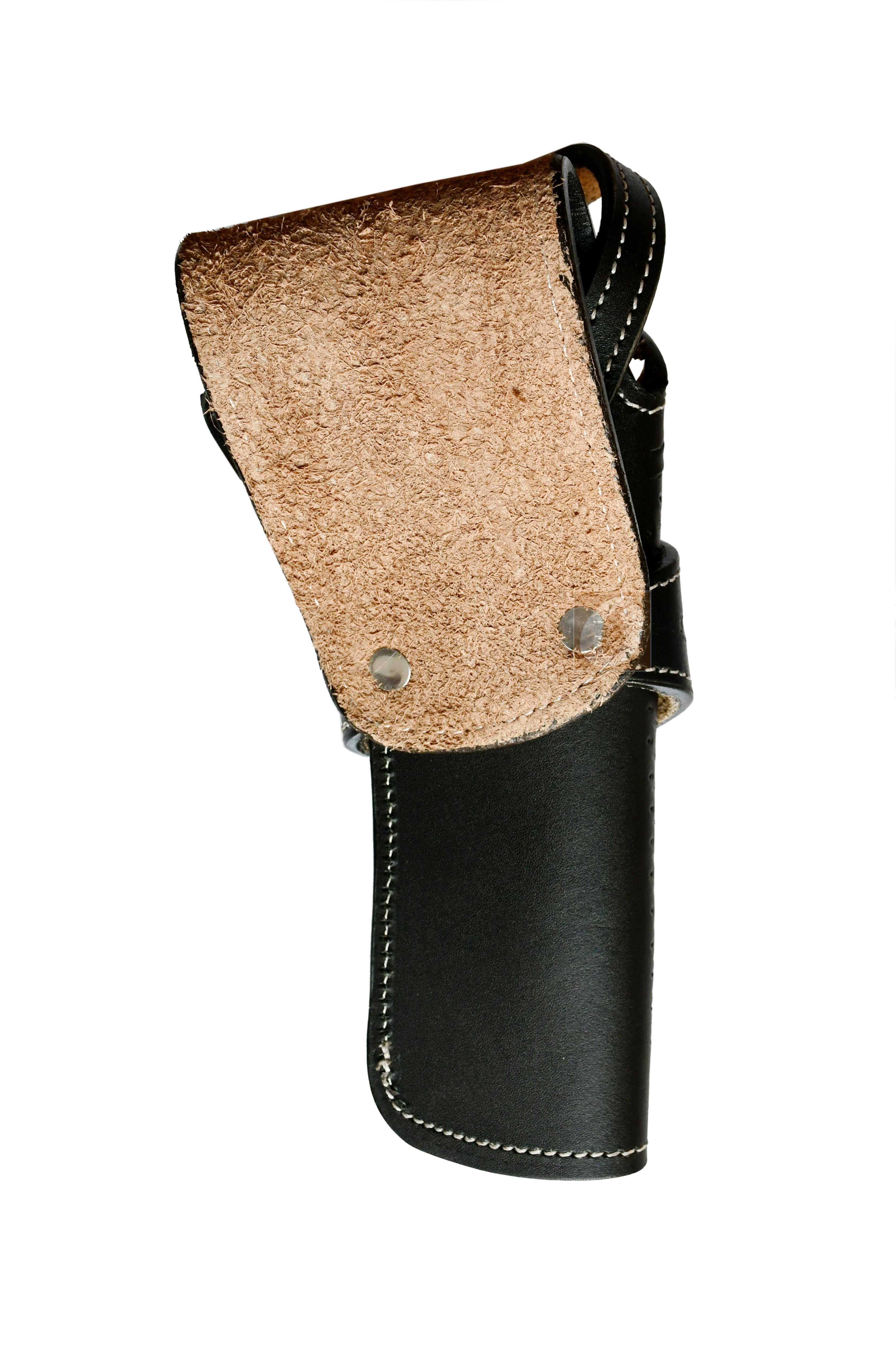 Leather Holster Sea Shell Tooled Long Barrel Western Gun Cover Black Color - Left Handed