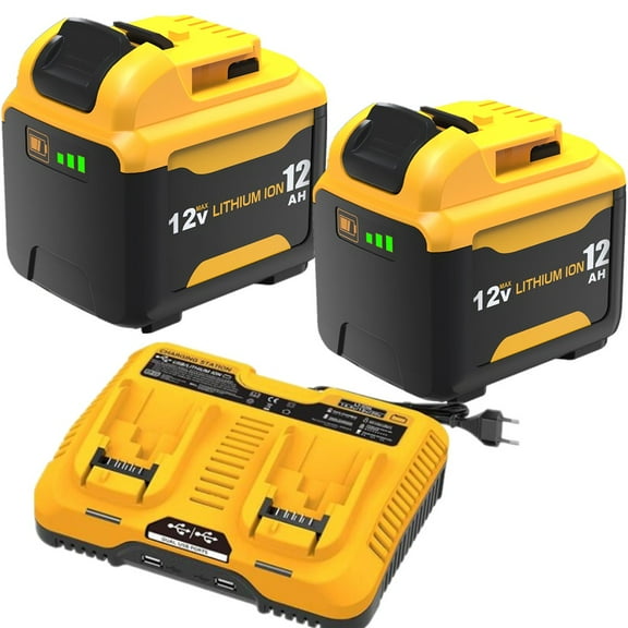 12.0Ah 12V Battery Replacement for Dewalt 12V Battery and Charger Kit Compatible with Dewalt 12 Volt Max DCB120 DCB122 DCB124 DCB125 DCB126 DCB127