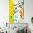 thumbnail image 4 of Yellow Decor Tapestry, Sitting Dog Sketch Illustration on Striped Background Aged Effect Print, Wall Hanging for Bedroom Living Room Dorm Decor, 40W X 60L Inches, Yellow Beige Blue, by Ambesonne, 4 of 5