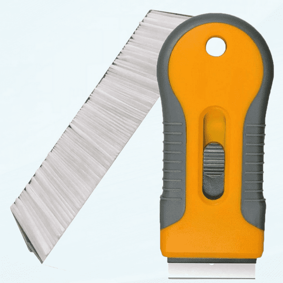 100pcs Single Edge Razor Blades w 1 Retractable Razor Scraper for Decal Sticker Glue Removal