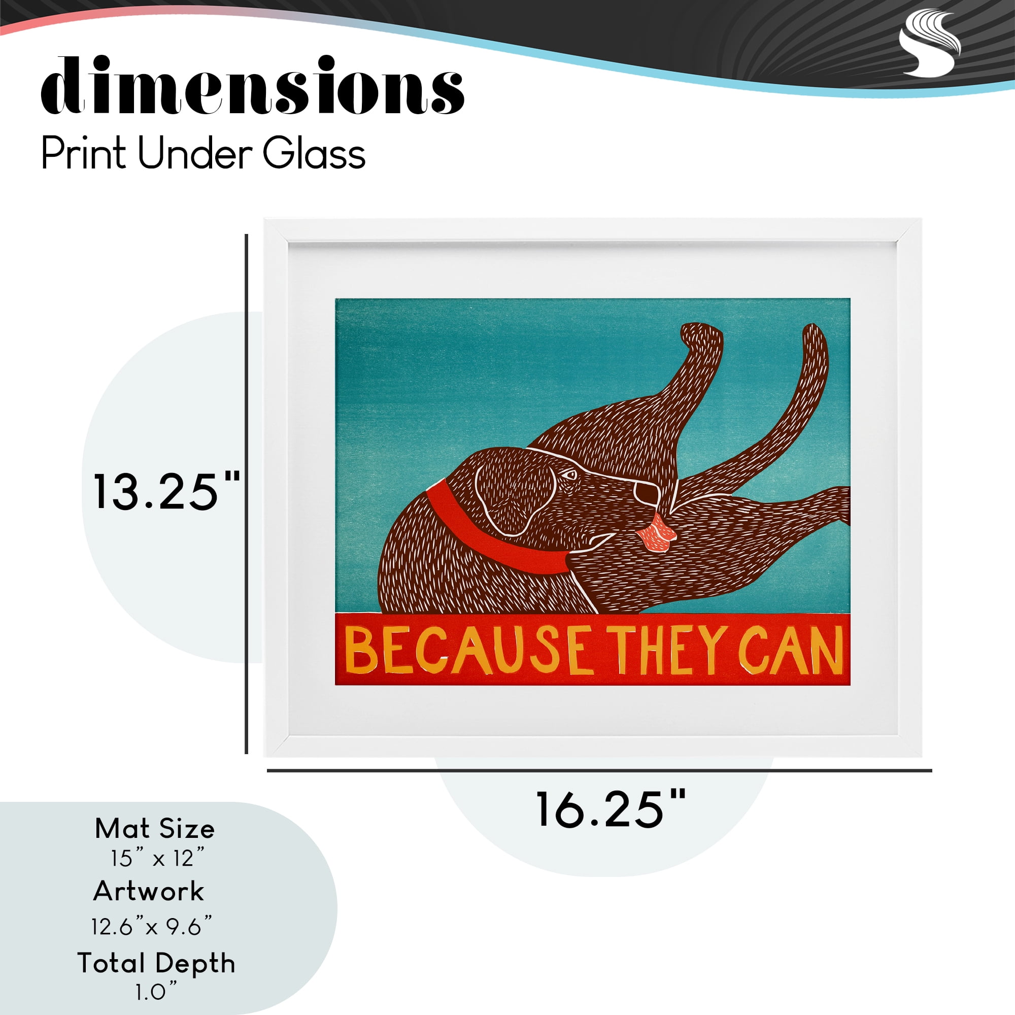 Because They Can Funny Dog White Framed Print Under Glass, design by Stephen Huneck