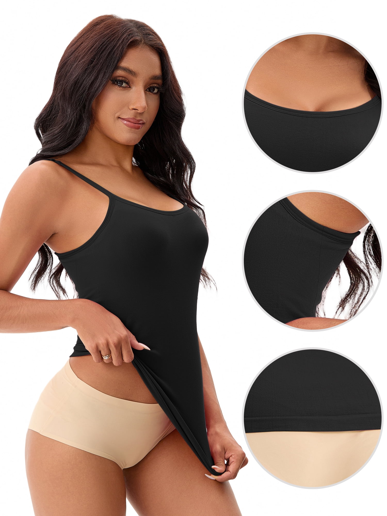 Unique Bargains Spaghetti Strap Camisole Sleeveless Top 2XL Black