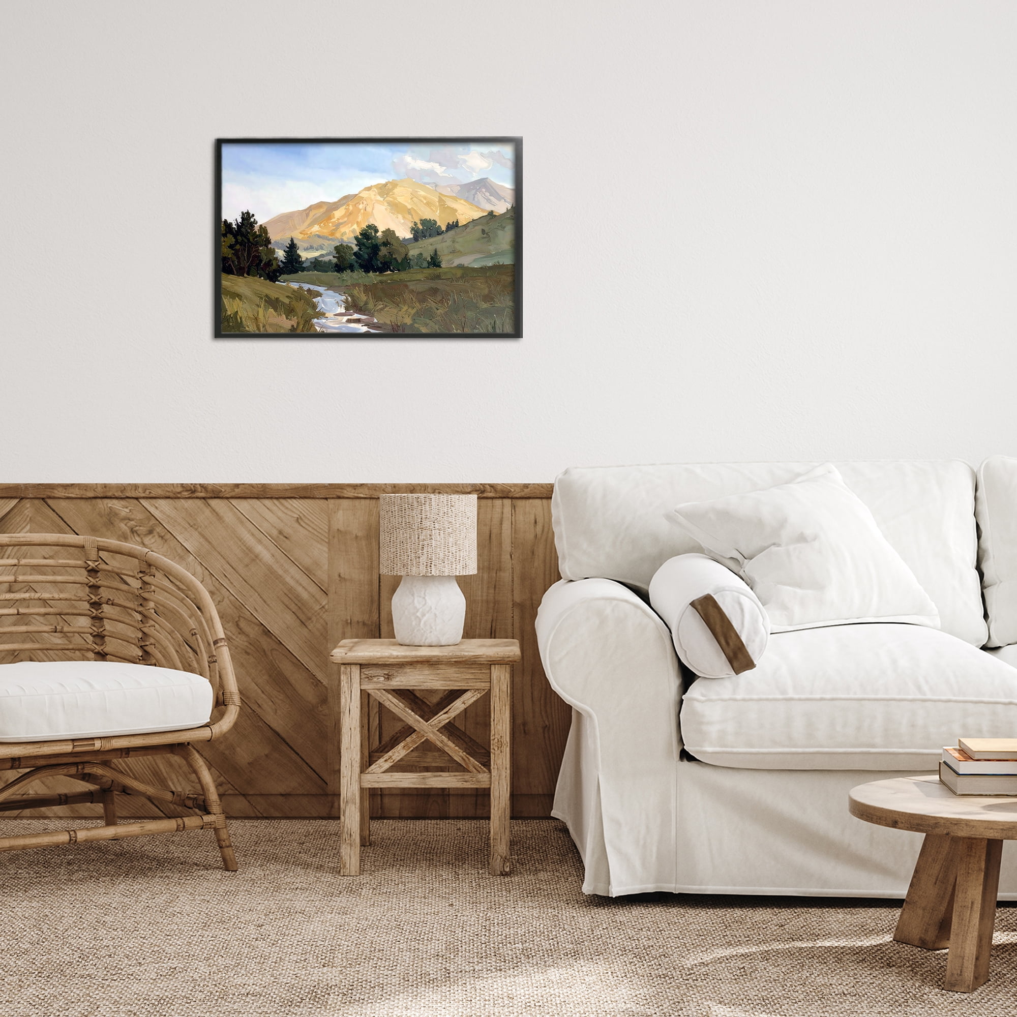 Stupell Industries Mountain Divide Valley Black Framed Giclee Art, design by Alonza Saunders