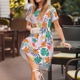 thumbnail image 3 of Disketp Tropical Plants para Vestido de Manga Corta para Mujeres, Vestidos de Verano para Mujeres, Casual y Holgado para la Playa, 3 of 6