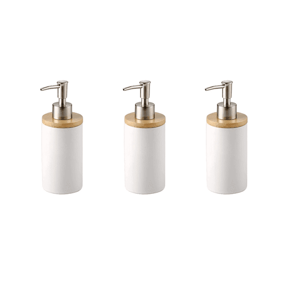 3X 400Ml Ceramic Soap Dispenser, Nordic Style, Lotion Dispenser for Kitchen and Bathroom -White
