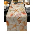 thumbnail image 2 of Orange Shells Coastal Cotton Linen Table Runner 13 x 90 inch Summer Beach Starfish Burlap Non-slip Rectangular Dining Table Decor for Wedding Party Holiday Dinner, 2 of 8