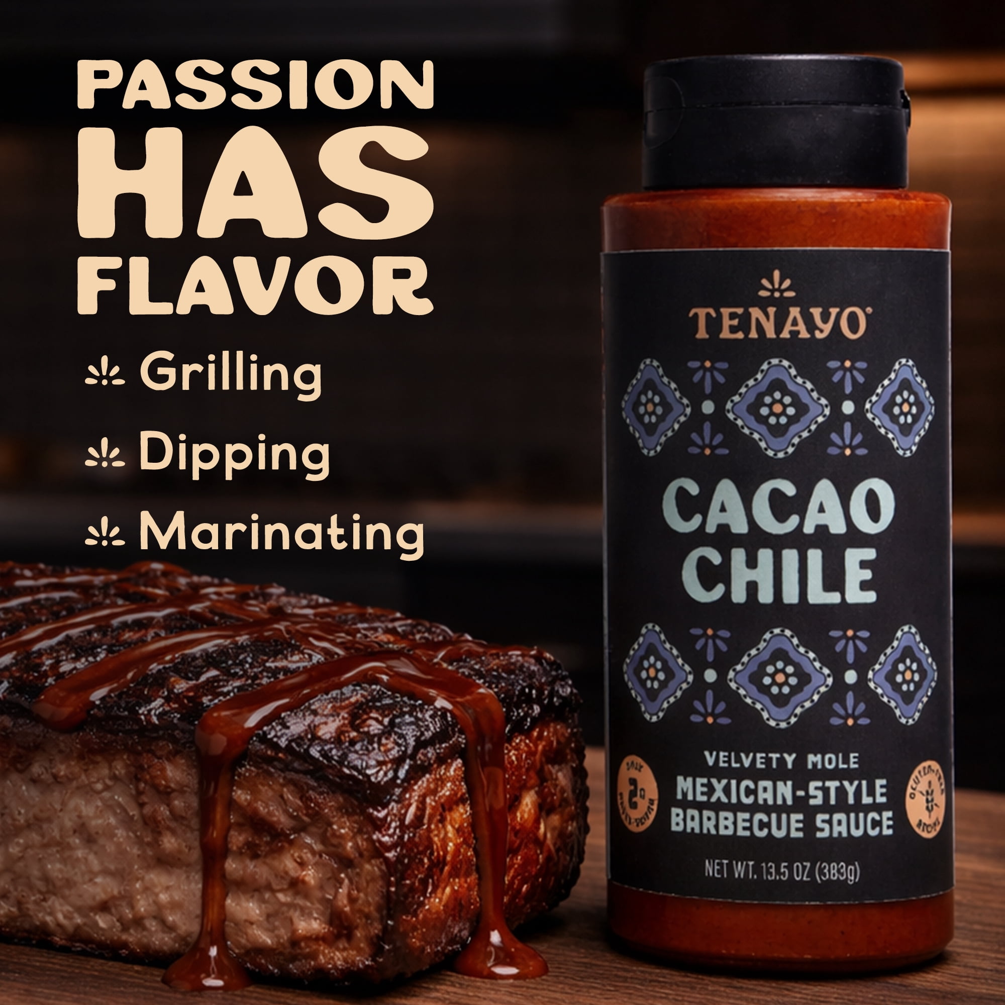 Tenayo Cacao Chile Mexican-Style Barbecue Sauce, 13.5 oz