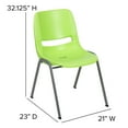 thumbnail image 5 of BizChair HERCULES Series 5 Pack 880 lb. Capacity Green Ergonomic Shell Stack Chair with Gray Frame, 5 of 13