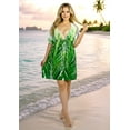 thumbnail image 3 of LA LEELA Women's Beachwear Summer Swim Beach Dress Cover ups for Swimwear Women Short Fall Swimsuit Coverups Tops XL-XXL Jade, Palm Leaves, 3 of 4