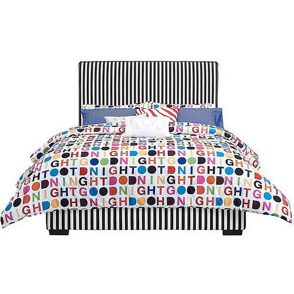Novogratz Preppy Full Upholstered Bed, Black and White - image 3 of 5
