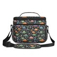 thumbnail image 2 of Dinosaur and Foliage Black Pattern Insulated Lunch Box for Women Men, Medium Leakproof Cooler Bag with Adjustable Strap, 10"x6.7"x8", 2 of 6