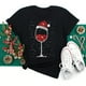 thumbnail image 3 of Maycaur, sombreros de Navidad de copa de vino para mujer, camiseta negra, regalos de Navidad, camiseta de dibujos animados, camiseta Harajuku de moda de Año Nuevo, 3 of 4