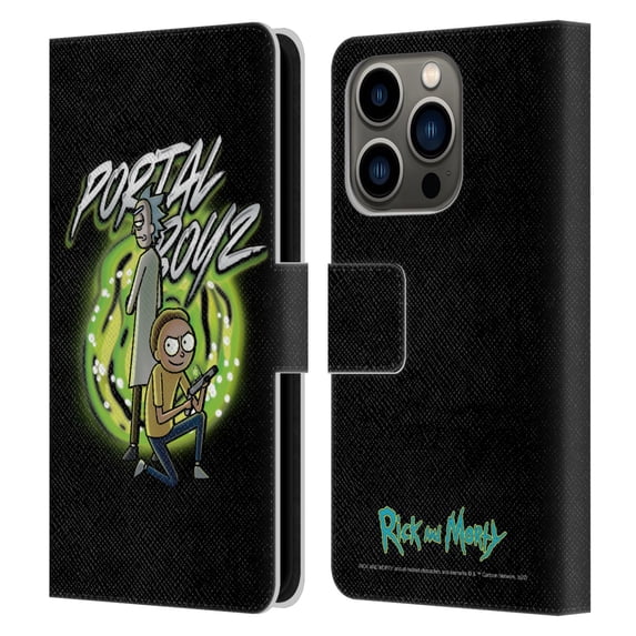 Head Case Designs Officially Licensed Rick And Morty Season 5 Graphics Portal Boyz Leather Book Wallet Case Cover Compatible with Apple iPhone 14 Pro