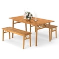 thumbnail image 1 of Gymax 3PCS Patio Dining Set Rectangular Picnic Table & 2 Benches w/1.97'' Umbrella Hole, 1 of 10