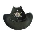 thumbnail image 2 of Sombrero de vaquero occidental para hombre y mujer, sombrero para el sol al aire libre, sombrero de Jazz, sombrero de de ala ancha para vacaci Negro, 2 of 8