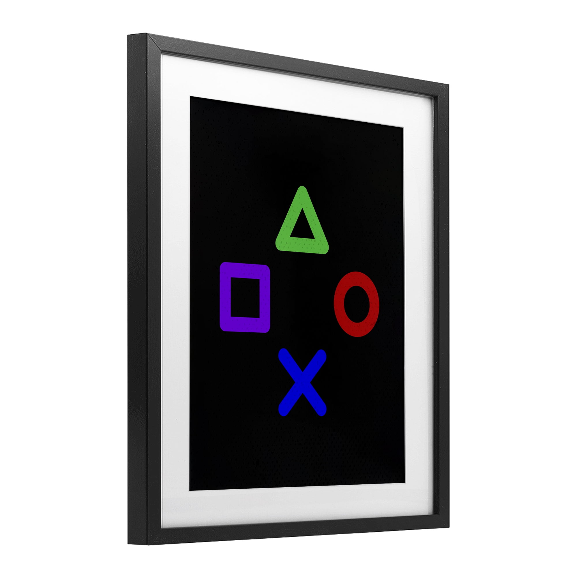 Game Button Shapes Black Framed Print Under Glass, design by Kim Allen