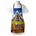 thumbnail image 3 of Ancient Apron Wall of Skulls and Kukulkan Pyramid El Castillo Scenery Photo, Unisex Kitchen Bib Apron with Adjustable Neck for Cooking Baking Gardening, Lime Green and Charcoal Grey, by Ambesonne, 3 of 3