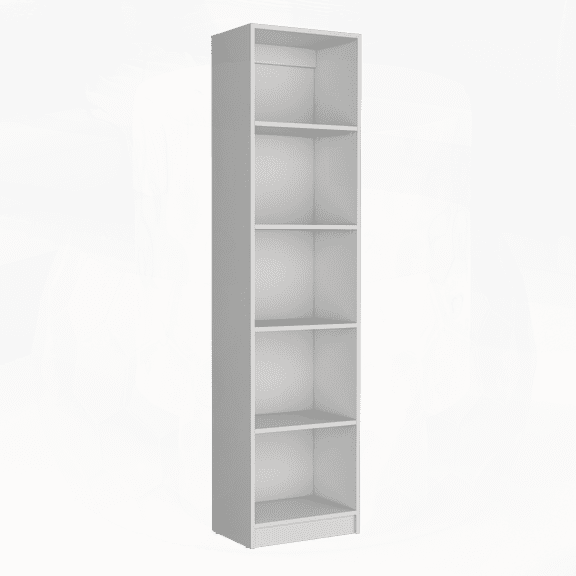 White 5-Tier Slim Manufactured Wood Bookcase - 71”H Home Office Storage