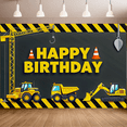 thumbnail image 5 of Construction Themed Happy Birthday Banner Background Party Decors Photography Props Birthday Party Backdrop Decorations, 5 of 8