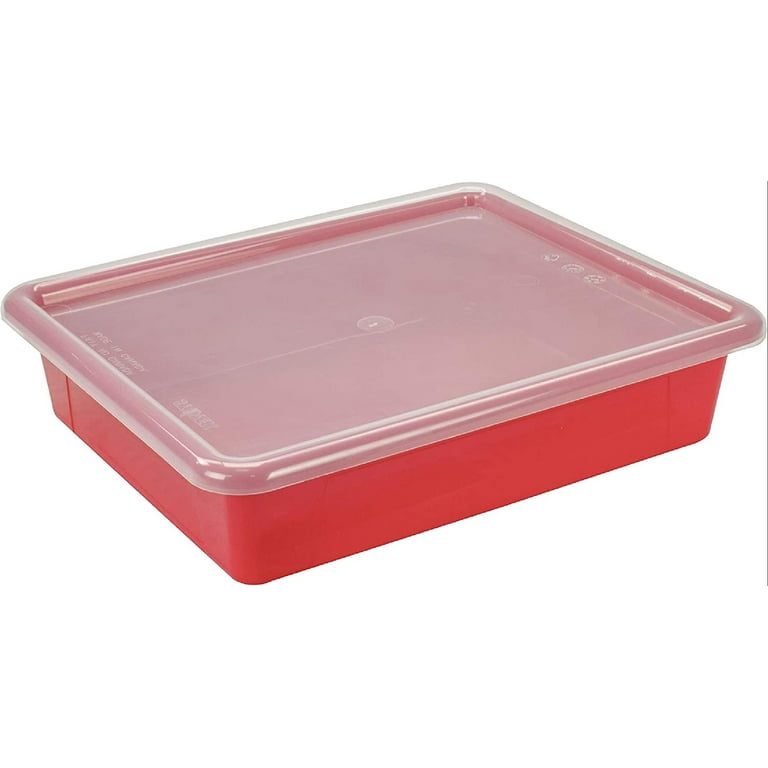 Storex Letter Size Flat Storage Tray – Organizer Bin with Non-Snap Lid for  Classroom, Office and Home, Red, 5-Pack (62537U05C)