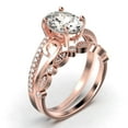 thumbnail image 3 of Gorgeous Art nouvea 2.00 Carat Oval Cut Diamond Moissanite Twirled Style Engagement Ring, Wedding Ring in 10k Solid Rose Gold, Gift For Her Silver, Rose Gold, Bridal Set, Anniversary, 3 of 4