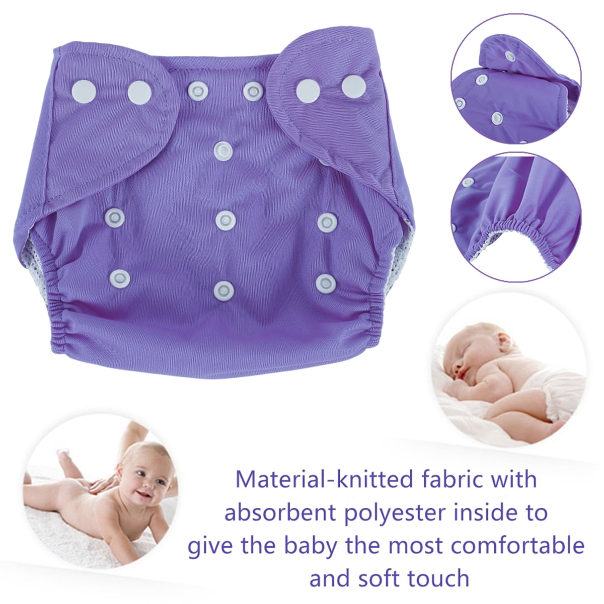 14pcs Reusable baby diapers soft and hygienic comfort cover washable size adjustable, All-in-One, Multicolour