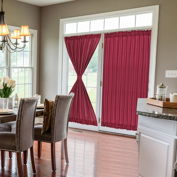 French Door Curtains Thermal Insulated Blackout Curtain Rod Door Window Panel Curtain 54 X 72 Inch Burgundy Walmart Com Walmart Com