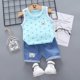 thumbnail image 1 of Conjunto de ropa de bebé niño verano niños niña trajes algodón lindo dibujos animados sin mangas Top chalecos + pantalón corto conjuntos de ropa 0-4 Years100 (3T) Gao Jinjia LED, 1 of 2
