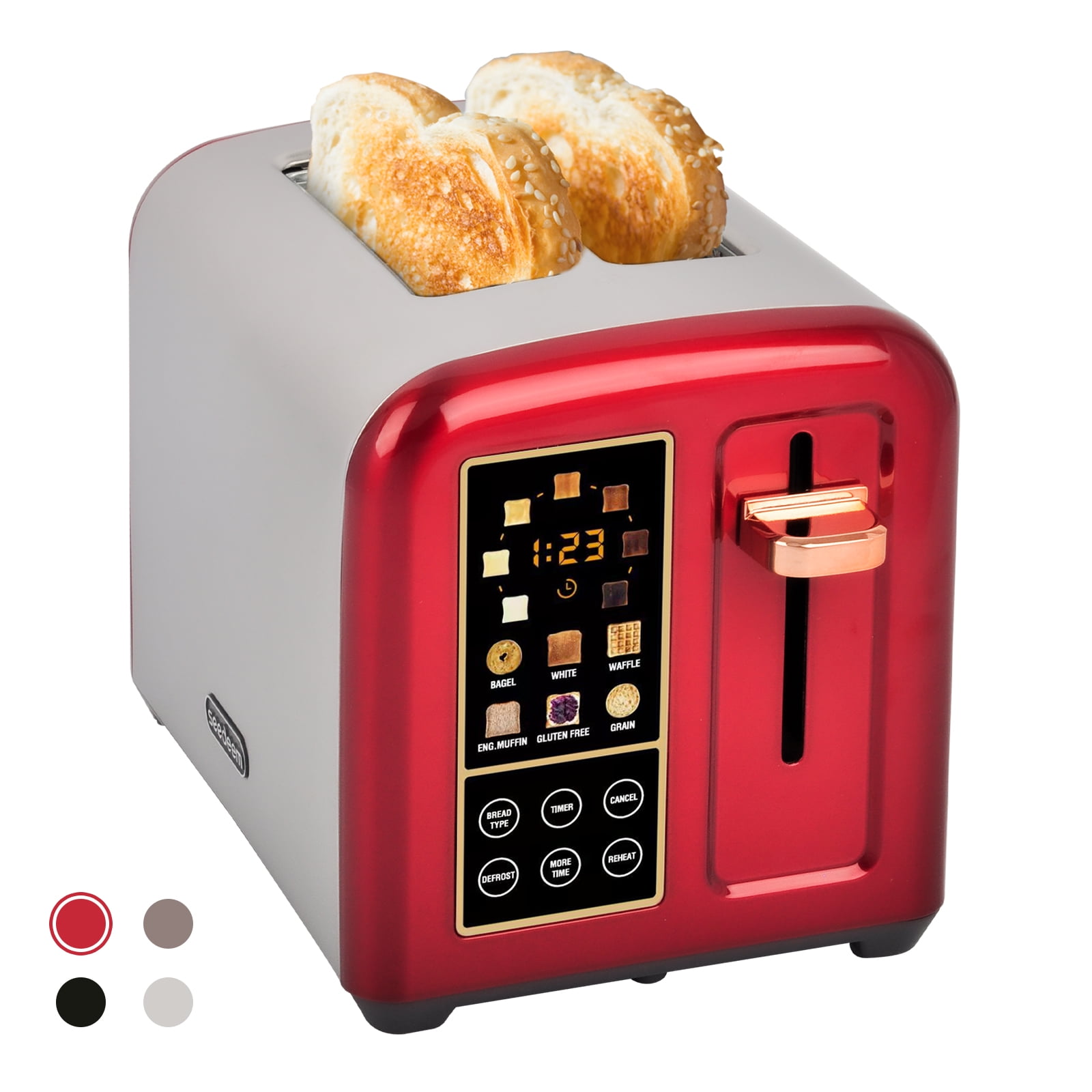 SEEDEEM Toaster 2 Slice, Stainless Steel Bread Toaster with Touch LCD