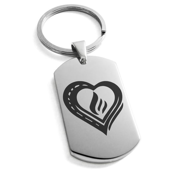 Stainless Steel Life Magic Rune Engraved Dog Tag Keychain Keyring