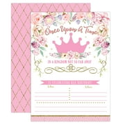 Your Main Event Prints SE33Princess Birthday Invitations, Girl First Birthday Princess Party Invites, Pink and Gold 1st Birthday, 20 Fill In Style with Envelopes