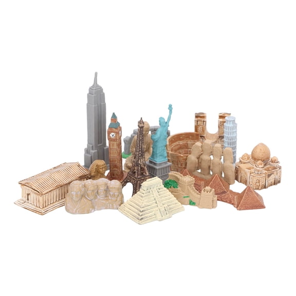 Miniature Ancient Buildings Toys, 17PCS, Explore World Architecture, Durable Plastic Model Kit