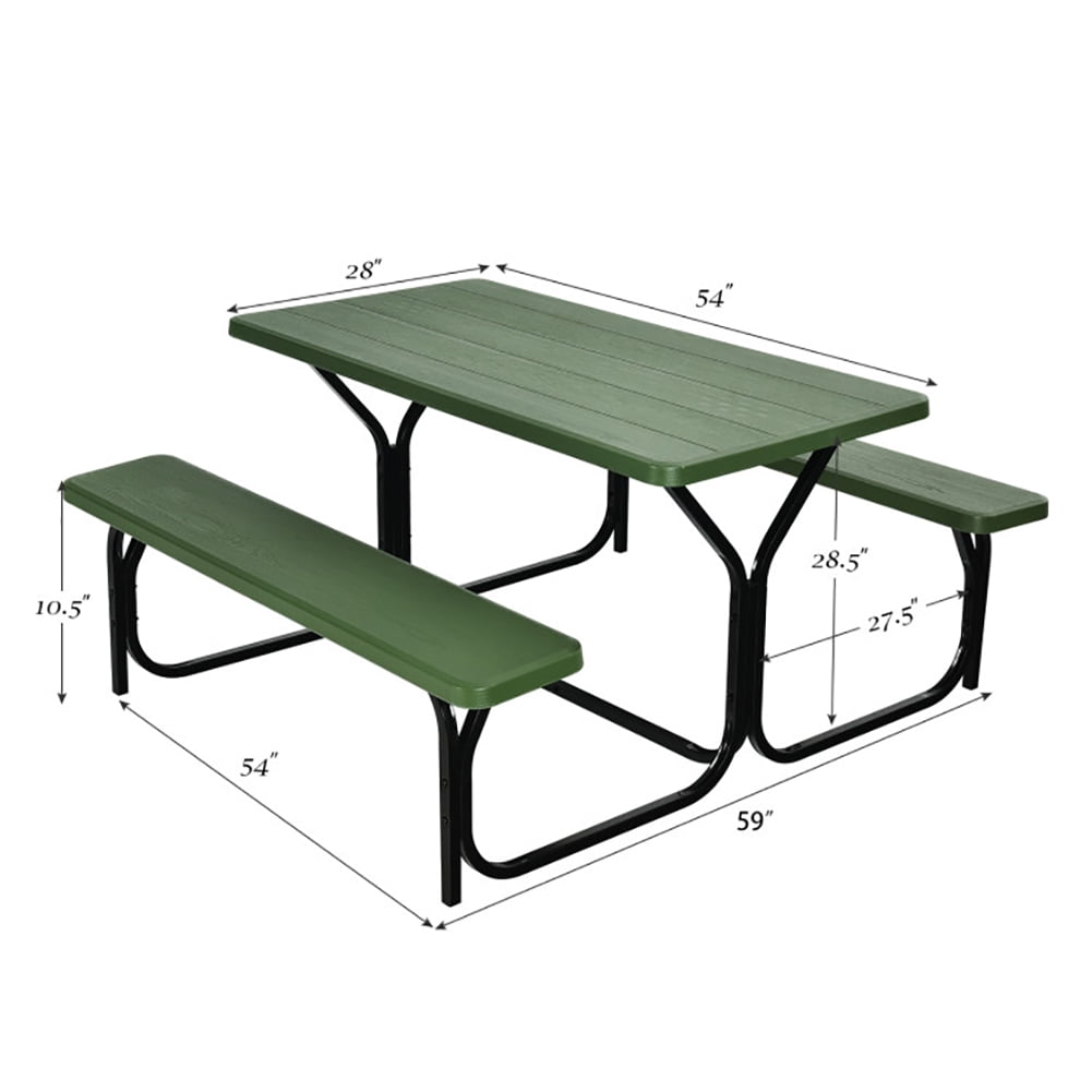 Aimee Lii Picnic Table Bench Set for Outdoor Camping, Outdoor Furniture Set, Green Aimee Lii Picnic Table Bench Set for Outdoor Camping, Outdoor Furniture Set, Green