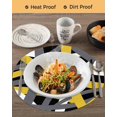thumbnail image 3 of 13 Inch Round Placemats Set of 4, Yellow Black Geometric Non Slip Heat Insulation PP Table Mats, Modern Art Abstract Grey Line Washable Place Mats for Kitchen Dining Party Table Decor, 3 of 7