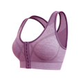 thumbnail image 3 of YWMJI Women's Sports Bra Front Closure No Underwire Bra Soft Wireless Push Up Bra Soft Seamless Supportive Sports Bra Front Closure Tank Bras Everyday Bras Yoga Running Gym Shape Brs Dark Purple Xl, 3 of 5