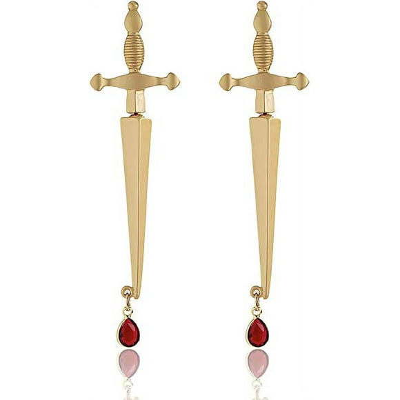 2pcs Gothic Dagger Sword Stud Earrings Cross Earrings Hip Hop Stud Earrings Unisex