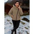 thumbnail image 4 of Womens Insulated Premium Winter Puffer Jacket Lightweight Beige Snow Jacket-XXL, 4 of 9