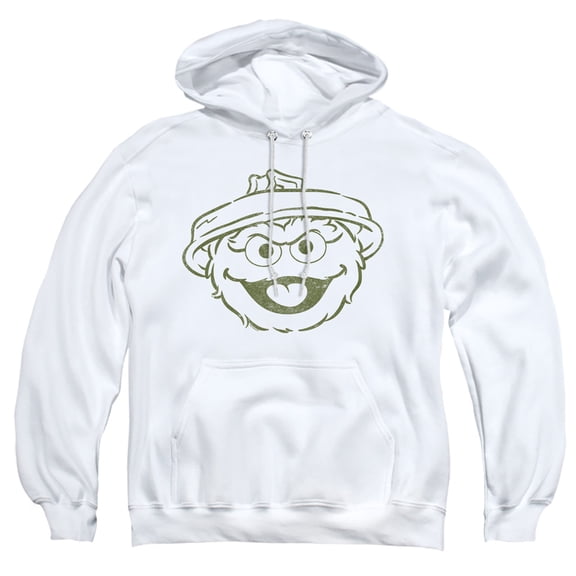 Sesame Street Oscar The Grouch Mono Adult Pull-Over Hoodie, White, 3X-Large