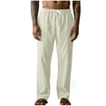 thumbnail image 3 of Zedker Men's Straight Leg Sweatpants with Elastic Waist and Drawstring Solid Color Active Wear with Pockets Sweatpants Men White M, 3 of 7