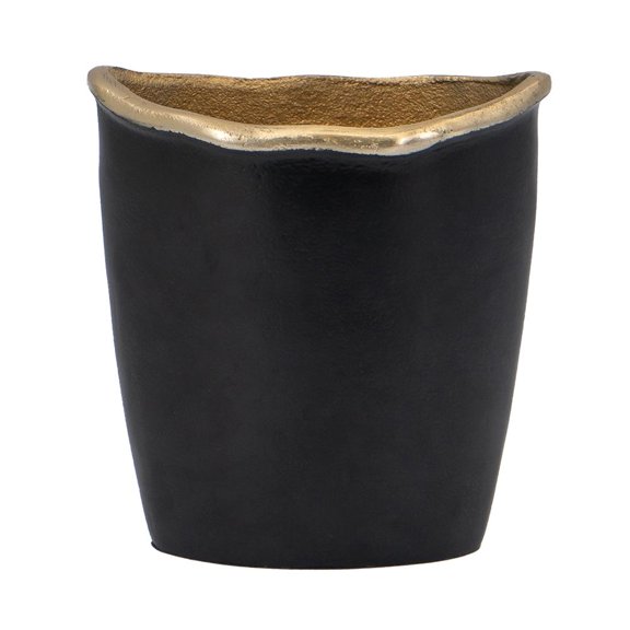 A&B Home Black Aluminum Table Vase with Gold Rim 6.9" x 4.3" x 7.5"