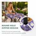 thumbnail image 6 of Halloween Round Outdoor Tablecloth with Umbrella Hole Zipper, Orange Pumpkin Funny Ghost Black Cat Purple Elastic Fitted Table Cover, Waterproof Table Cloth for Patio Picnic Party Fits 45"-54", 6 of 9
