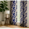 thumbnail image 4 of Vargottam Cotton Curtains for Windows - 3-in-1 Rod Pocket/Back Tab Short Window Drapes - Light Filtering Cotton Panels - Set of 2, 52"x63" - Vines Motif Design (Blue), 4 of 8