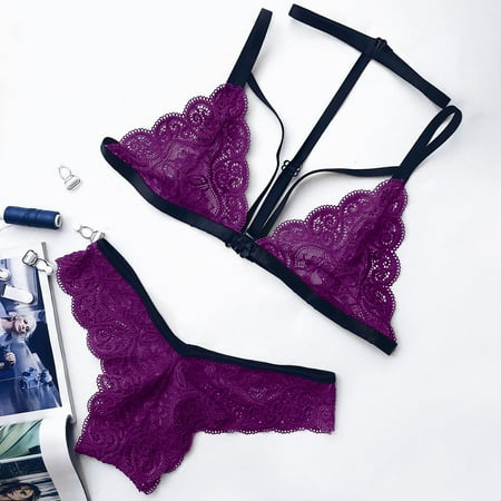 

Valentine s Day Gifts! S LUKKC LUKKC Womens Pajama Sets Plus Size Two Piece Bodysuit Sleepwear Sets Sexy Babydoll Lingerie Lace Spaghetti Strap Bra and Panty Loungewear Nightwear