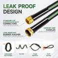 thumbnail image 3 of Flexible 100 ft Garden Hose with 3/4" Fittings, Non-Expanding, Leak-Proof, High-Pressure Flat Fabric Design in Black and Green, 3 of 7