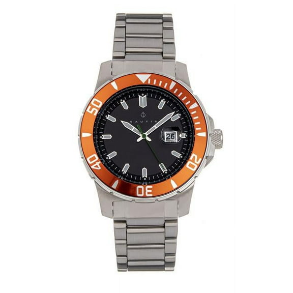 Nautis Admiralty Pro 200 Bracelet Watch w/Date - Orange/Black