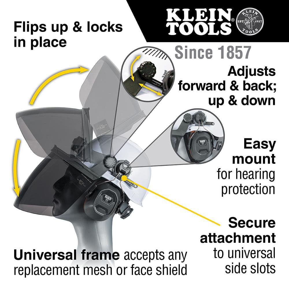 Klein Tools Face Shield, Full Brim Gray Tint
