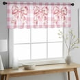 thumbnail image 2 of Pink Floral Print Valance Curtains for Kitchen/Living Room/Bathroom/Bedroom Window, Rod Pocket Small Topper Half Short Window Curtains Voile Sheer Scarf, Checkered Bow Rose Flower Gingham 54"x18", 2 of 8