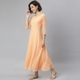 thumbnail image 4 of Janasya Indian Round Neck 3/4 Sleeve Solid Peach Poly Georgette Kurta With Dupatta For Women, 4 of 8