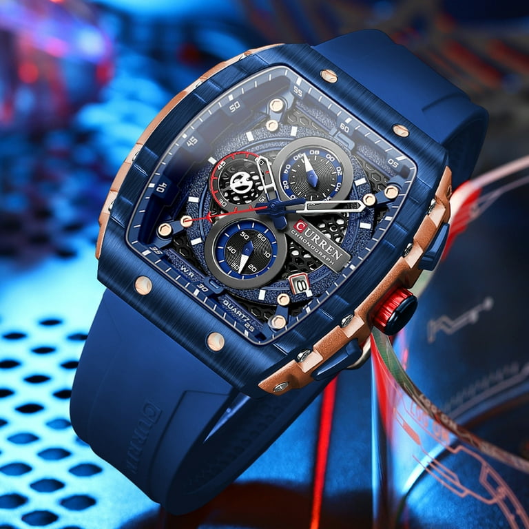 COOL Large Mens Watch Classical Luxury Sports Design Watches Rubber Strap Waterproof Chronograph Date Quartz Men s Wristwatch